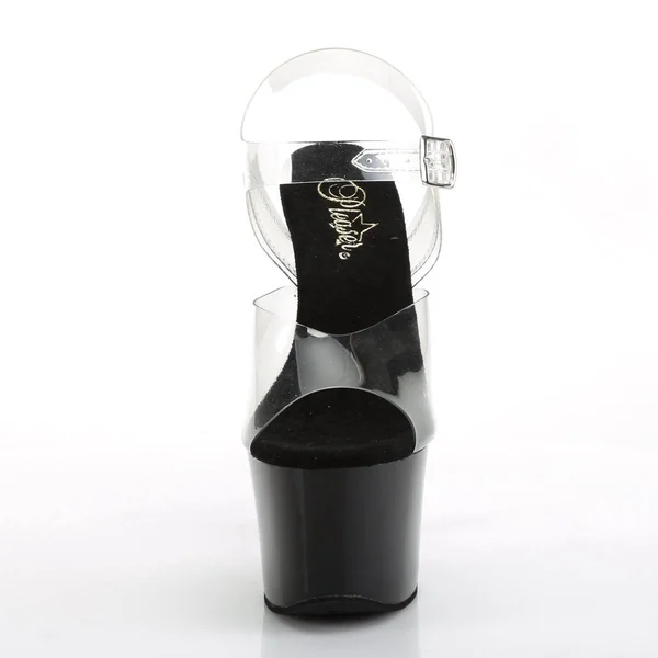 Pleaser Sky-308crs - 7x22 Heel, 2 3/4x22 - Clear/Black/Champagne 6