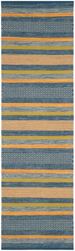 Safavieh Montauk Blue/Orange 3 ft. x 6 ft. Striped Diamond Runner Rug