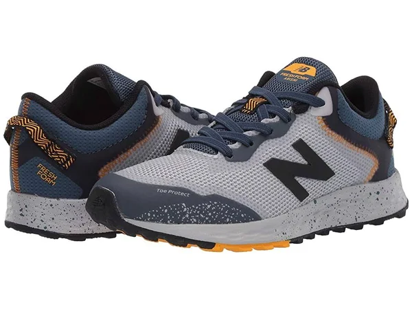New Balance Fresh Foam Arishi Trail Kids Shoes - Grey/Blue/Yellow (Size 6.5 Wide)