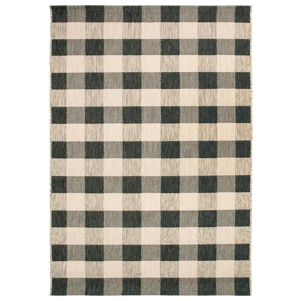 Trans Ocean Portofino Texture Plaid Area Rug - Black, 8&10x22 x 11&9x22 Rectangle