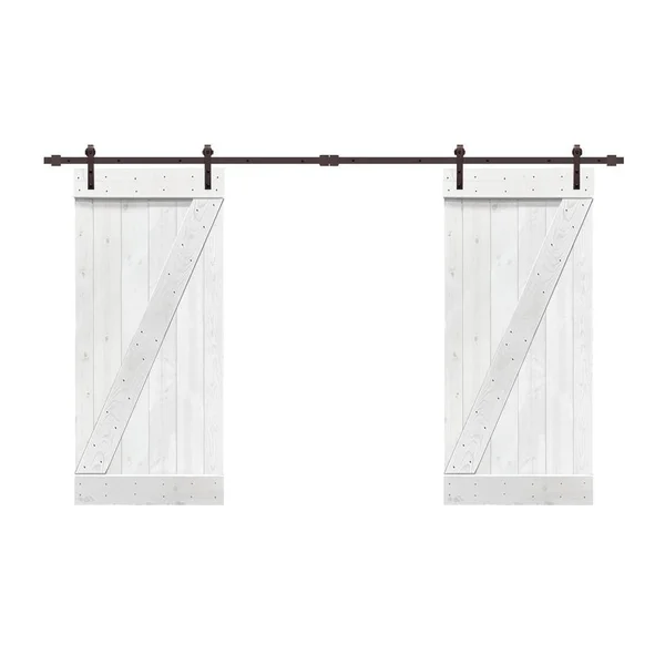 CALHOME Stained Z Bar Double DIY Barn Door w/ Hardware Kit - White - 84 x 84