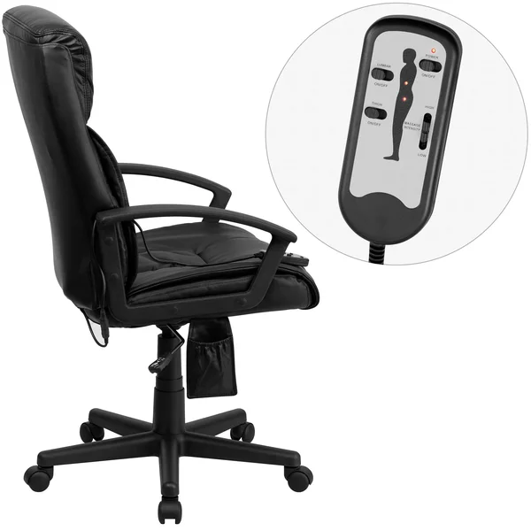 Flash Furniture High Back Massaging Leather Executive Office Chair, Black