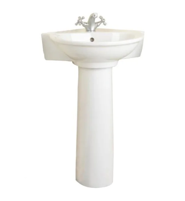 Barclay 3-228WH Evolution Corner Pedestal Lavatory 8x22 WS White