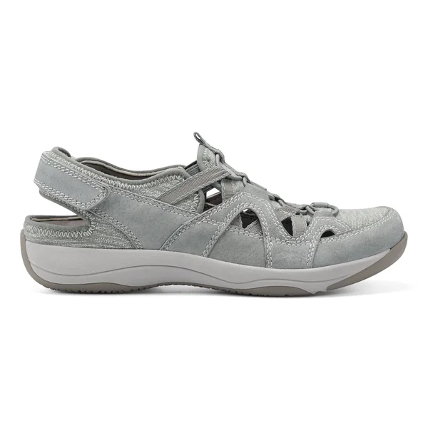 Earth Origins Suede Sport Fisherman Sandal- Skye Sid - Size 8 Medium, Sage Green