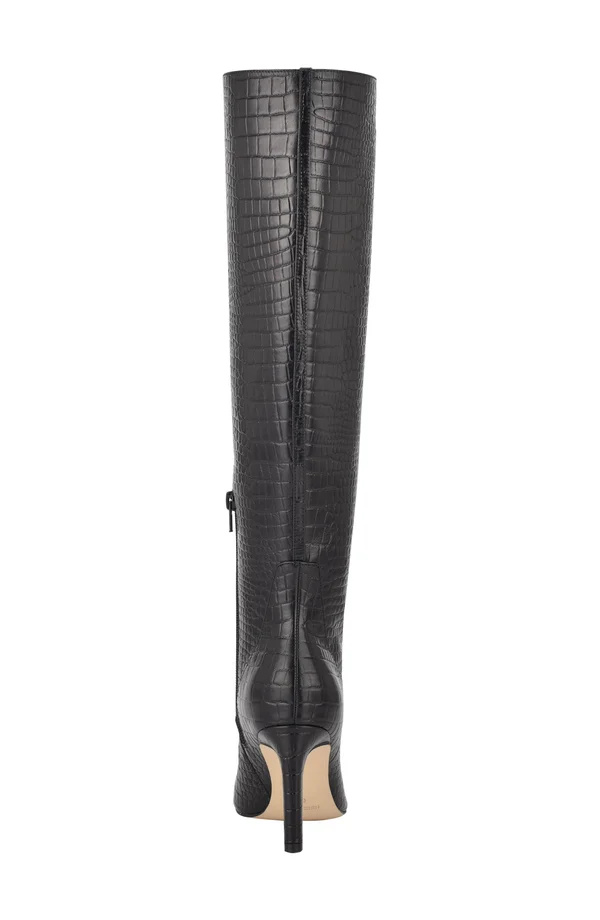 Nine West Women's Maxim Tall Stiletto Boots - Black Croco Leather