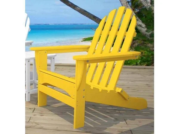 POLYWOOD Classic Recycled Plastic Foldable Adirondack Chair, Size: Lemon, Yellow