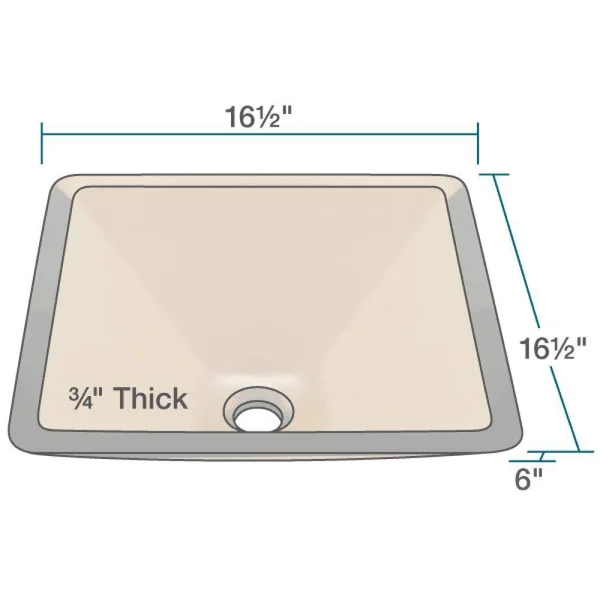 Rene R5-5003-CAS-R9-7003 16-1/2x22 Glass Vessel Bathroom Sink with Vessel Faucet Cashmere, Chrome