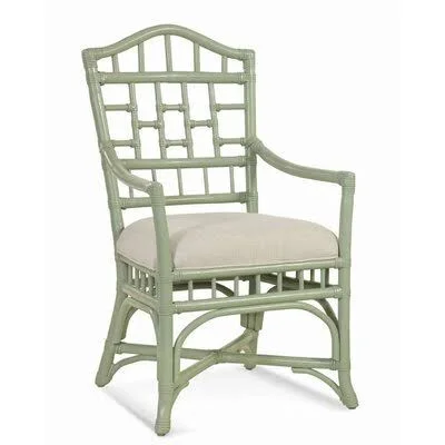 Chippendale Arm Chair Braxton Culler Body Fabric: Brown and Beige Stripe; 0239-94 - Frame Color: Greystone