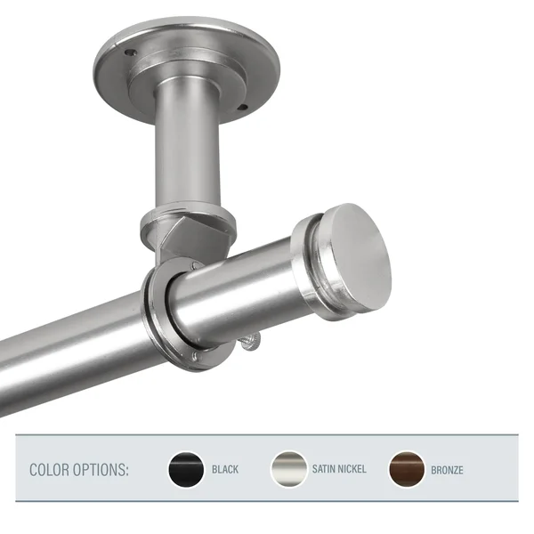 InStyleDesign Pita 1 inch Diameter Ceiling Curtain Rod/ Room Divider - Size: 160 to 240 Inches, Silver