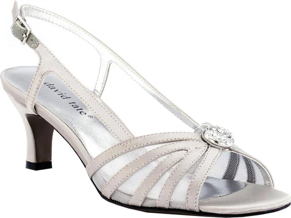 David Tate Women's Cheer Slingback - Silver Satin