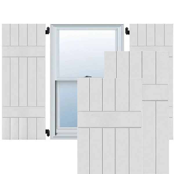 Noralco Industries - Inc. RWB18X078PRP 18x22W x 78x22H Exterior Five Board (2 Batten) Real Wood Pine Board-n-Batten Shutters (Per