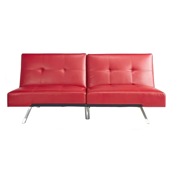 Abbyson Aspen Bonded Leather Foldable Futon Sleeper Sofa, Red