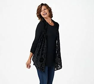 Logo Lavish by Lori Goldstein Twinset withVest, Size 5X, Black