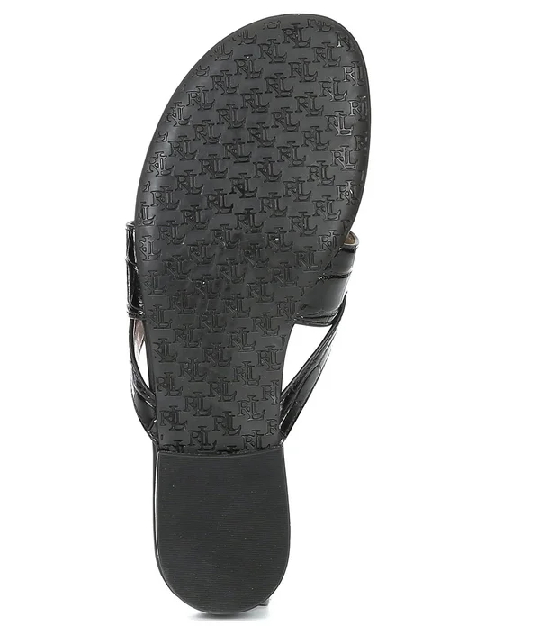 Lauren Ralph Lauren Rosalind Croco Embossed Leather Sandals - 8.5M