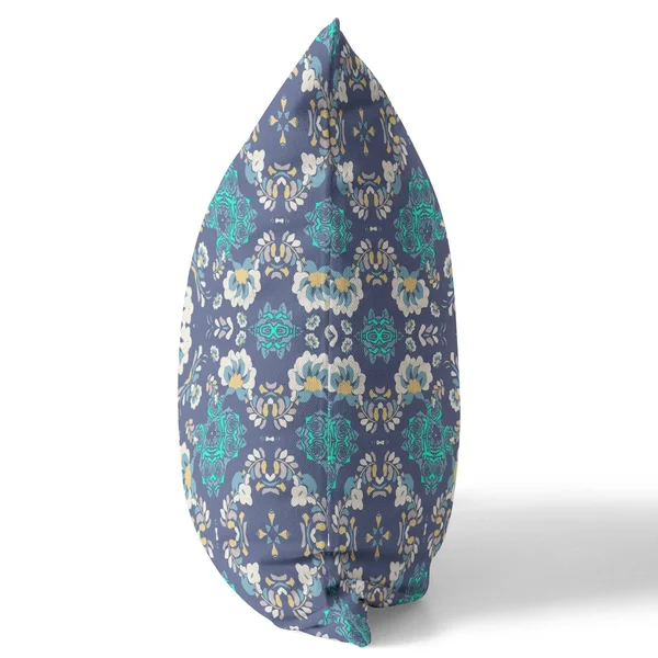 Love and Liberty Suede Blown & Closed Pillow w/ Insert in Blue & White 18x22x18x22