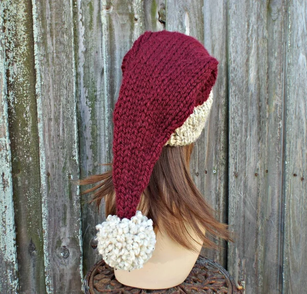 Santa Hat Knitted Santa Hat Rustic Santa Hat Santa Claus Hat Christmas Hat Knit Hat Womens Hats Winter Hat Mens Hat Winter Acces