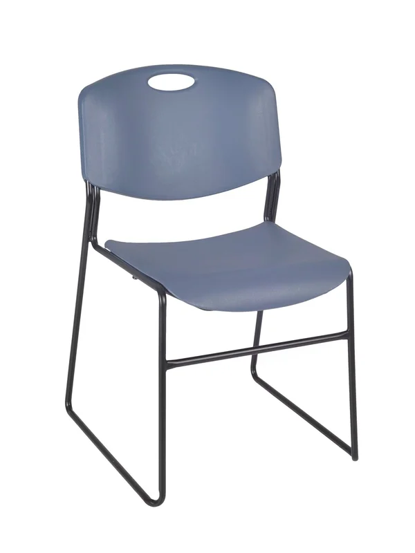 Regency Kee 36x22 Square Breakroom Table- Mocha Walnut/ Chrome & 4 Zeng Stack Chairs- Black