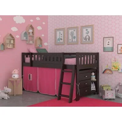 Slaymaker Twin 3 Drawer Solid Wood Low Loft Bed with Shelves by Harriet Bee Harriet Bee Bed Frame Color: Espresso - Accessory/Fab