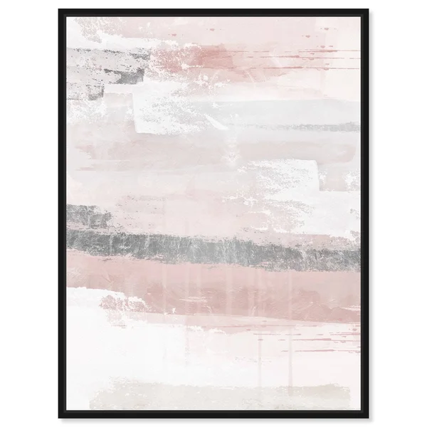 Oliver Gal 'Sophisticated Elements Blush' Abstract Wall Art Framed Canvas Print Paint - Pink, Gray - 20 x 24 - Black