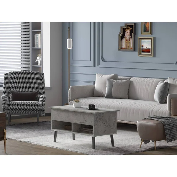 FUFUu0026GAGA Modern Lift Top Coffee Table with Storage Drawers - Grey