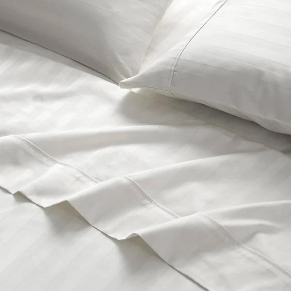 Brielle Home 100% Organic Cotton Dobby Stripe Sheet Set Queen - Blue