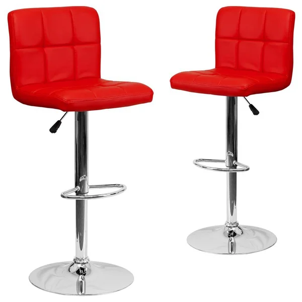 Carnegy Avenue 45.5 in. Red Bar Stool (Set of 2), Red/Chrome