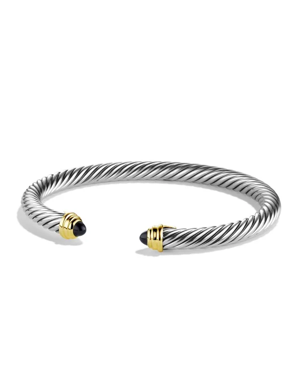 David Yurman Cable Classics Bracelet with Semiprecious Stones & 14K Gold - 5mm Black Onyx