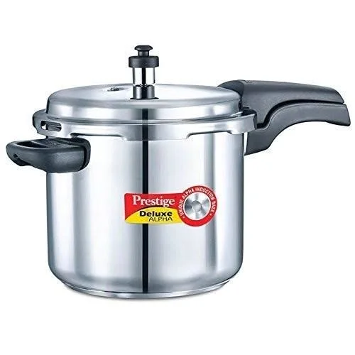 Prestige 5.5L Alpha Deluxe Induction Base Stainless Steel Pressure Cooker, 5.5-L