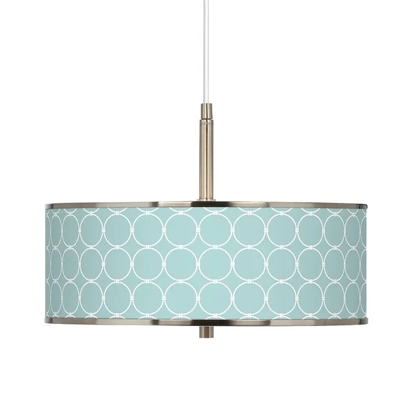 Aqua Interlace Giclee Glow 16x22 Wide Pendant Light - Style #28D69