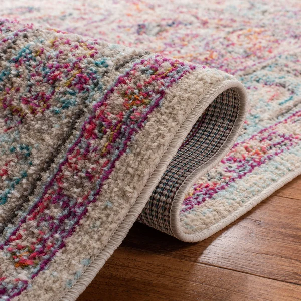 Safavieh Madison Edwyna Distressed Area Rug - Beige/Fuchsia, 6&7 inch x 6&7 inch Square