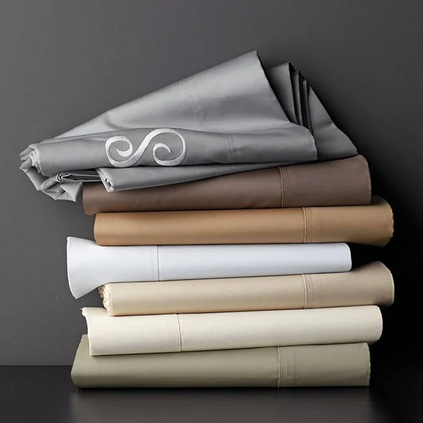 Legends Hotel Supima Cotton Wrinkle-Free Sateen Deep Pocket Flat Sheet - Steel Blue, Size Oversized Queen, The Company Store