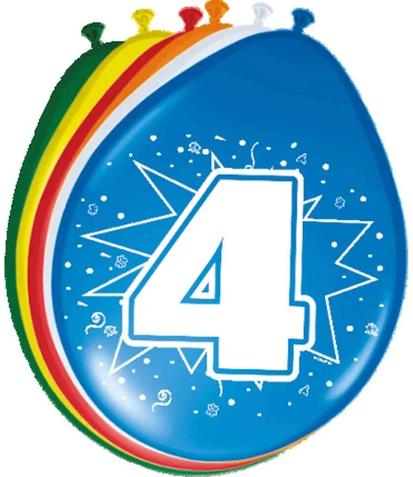 8 Balloons 4th Colourful Birthday