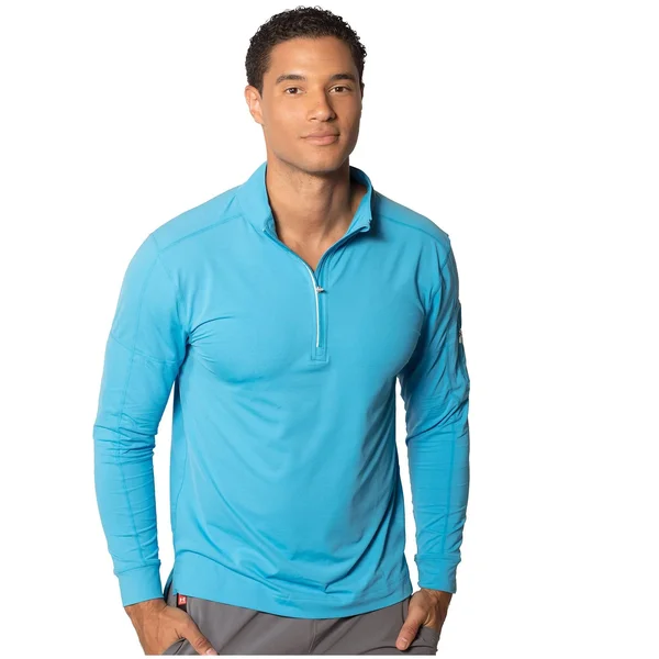 Bloquv Men's Mock Zip Long Sleeve UV Top - Size: XL, Black
