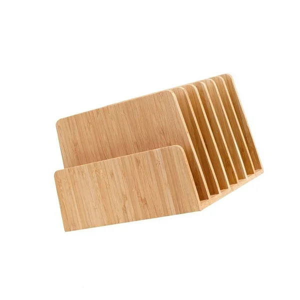 Mobilevision Bamboo Desktop File Folder Organizer and Paper Tray 7 Slots