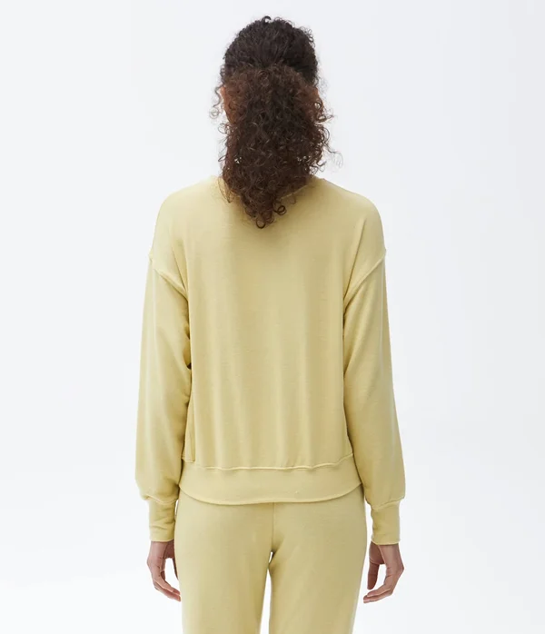 Michael Stars Women's Gigi Crew Neck Top Pullover in Yellow - Size Large