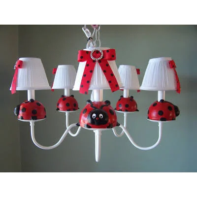 Silly Bear Little Ladybug 5-Light Shaded Chandelier Shade: Picnic Play
