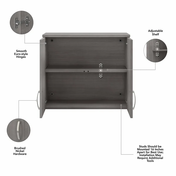 Universal 44W 3 Piece Modular Storage Set in Storm Gray - Engineered Wood