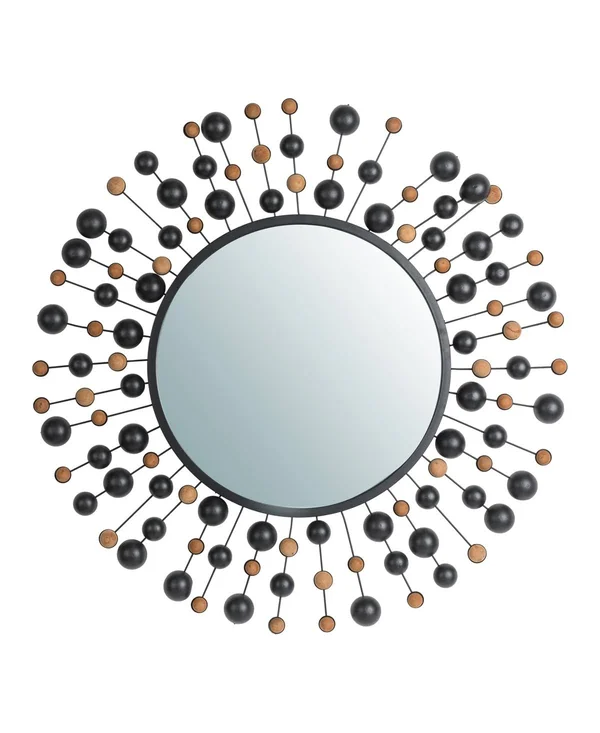 Glitzhome Oversized Metal/Glass Round Wall Mirror with Beads 34.65 in