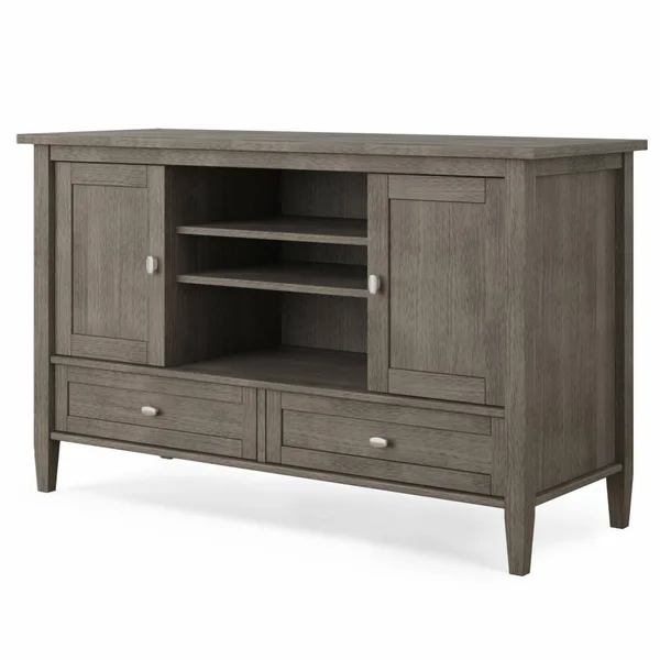 Brooklyn + Max Lexington Solid Wood 47 inch Wide Rustic TV Media Stand in Farmhouse Grey for TVs Up to 50 Inches - Size: 52 and 5