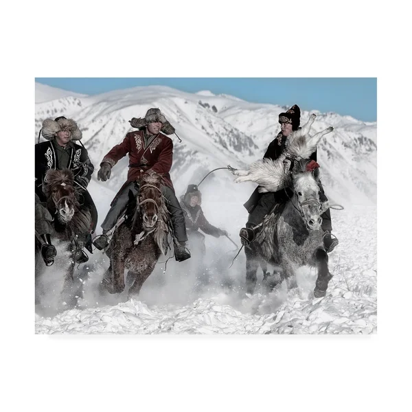 Trademark Fine Art 1X08531-C2432Gg BJ Yang 'Winter Horse Race' Canvas