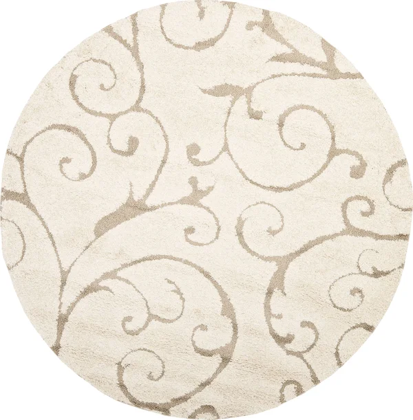 Safavieh Florida Shag Cream/Beige 8 ft. x 8 ft. Square Floral Area Rug