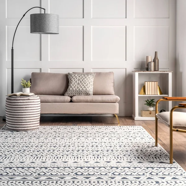 nuLOOM Tina Textured Geometric Banded Area Rug - 9' x 12' - Blue
