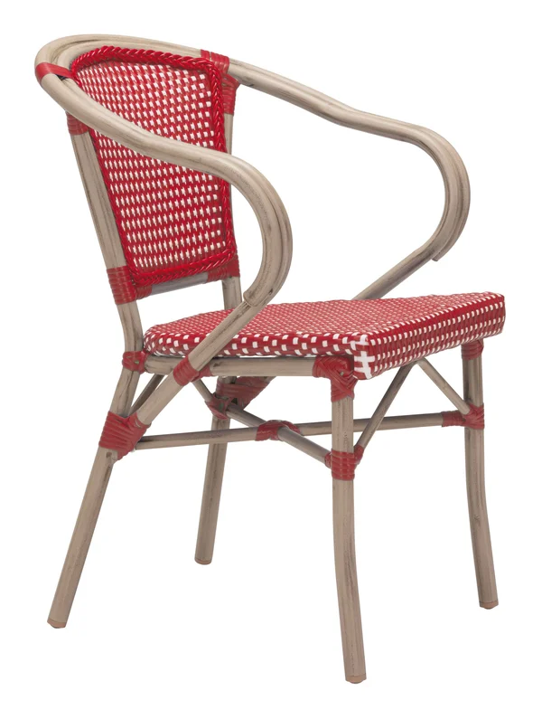 Zuo Paris Dining Arm Chair - Set of 2, Red & White