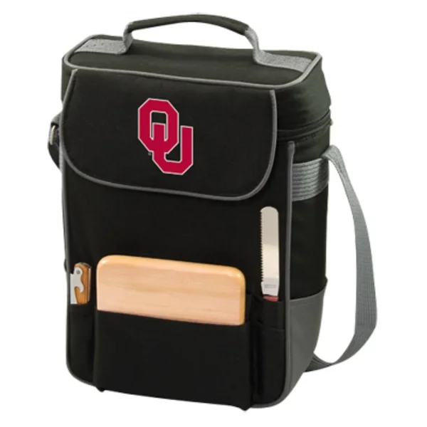 Picnic Time Oklahoma Sooners Duet Wine & cheese Tote, Black