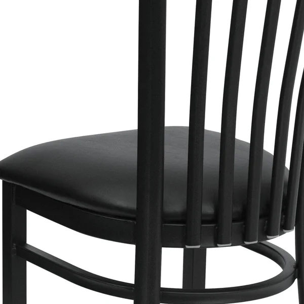 Flash Furniture Hercules School House Back Metal Dining Chair - Black Vinyl