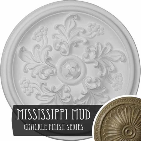 13 7/8x22OD x 3 3/4x22ID x 1 1/4x22P Tirana Ceiling Medallion (Fits Canopies Up to 4 3/4x22) - Hand-Painted Iridescent Gold