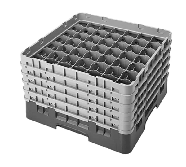 Cambro 49S958110 49 Compartment Glass Rack - Full Size - Black