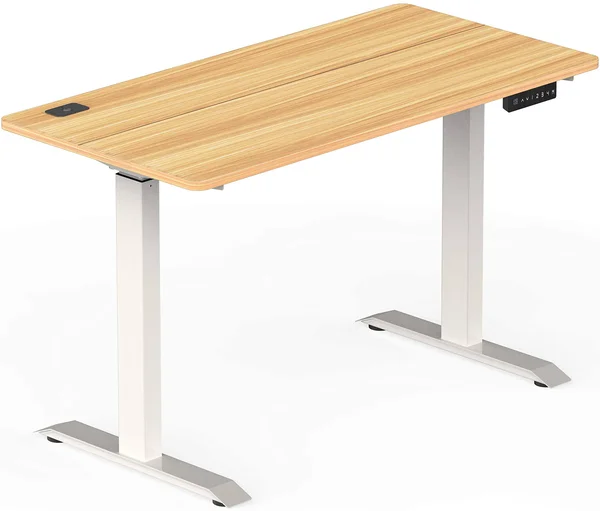 SHW Electric Height Adjustable Computer Desk - 48 x 24 Inches, Light Cherry