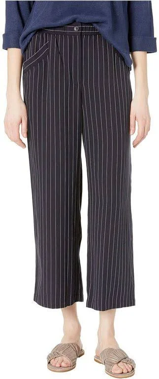 Eileen Fisher Womens Pinstripe Crop Wide Leg Pants