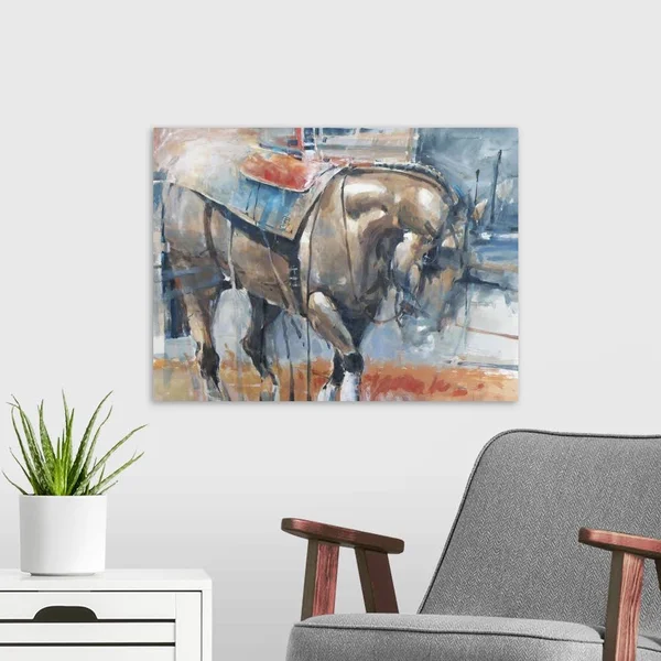 Pulling Horse - Canvas Wall Art, 24x18, Great Big Canvas
